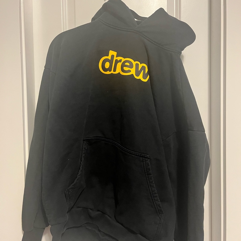 drew house Black Hoodie with Yellow Logo